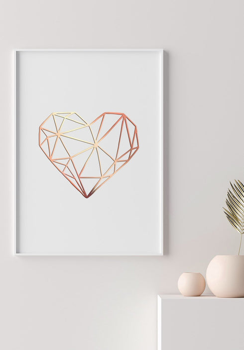 serce w geometrycznym kształcie plakat
